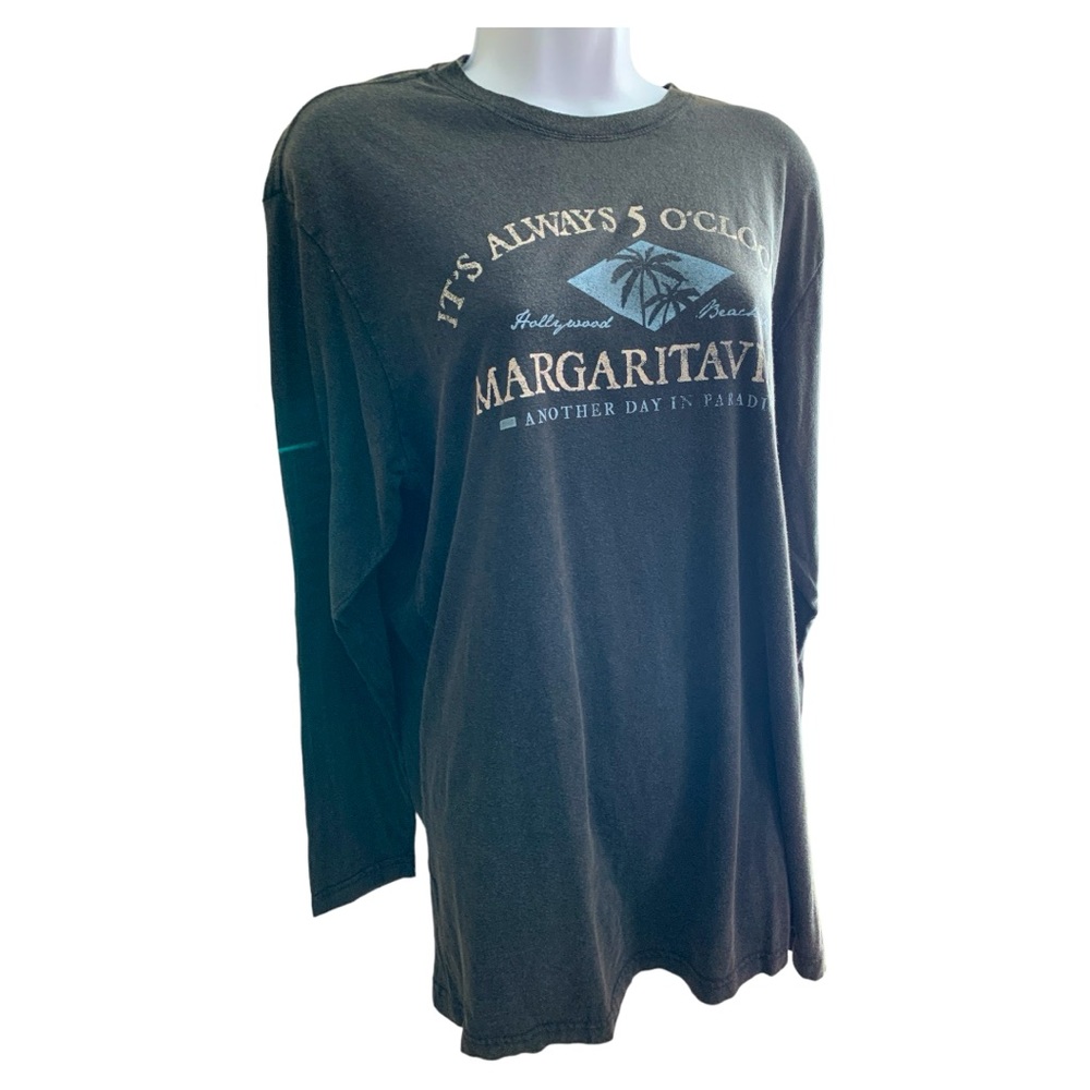 NWT Margaritaville LS Men’s Tee. Distressed black & lt blue graphic. Size Large.